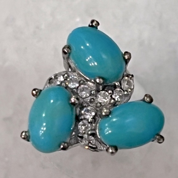 Arizona Sleeping Beauty Turquoise Cambodian Zircon Sterling Silver Stud … - Picture 3 of 11